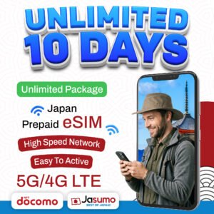 Japan eSIM 10 Day Plan – Unlimited High-Speed Data (Docomo)