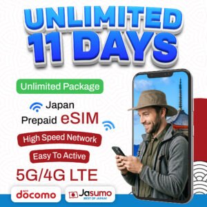 Japan eSIM 11 Day Plan – Unlimited High-Speed Data (Docomo)