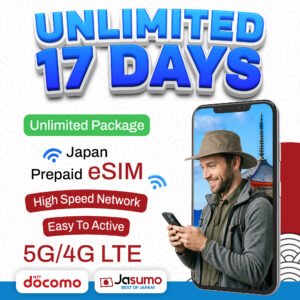 Japan eSIM 17 Day Plan – Unlimited High-Speed Data (Docomo)