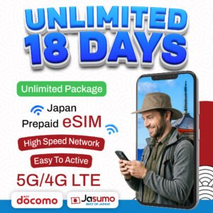 Japan eSIM 18 Day Plan – Unlimited High-Speed Data (Docomo)