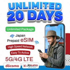 Japan eSIM 20 Day Plan – Unlimited High-Speed Data (Docomo)