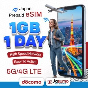 Japan eSIM 1 Day Plan – 1GB High-Speed, Unlimited Data (Docomo)
