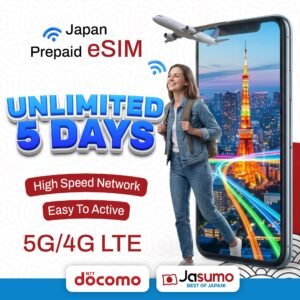 Japan eSIM 5 Day Plan – Unlimited High-Speed Data (Docomo)