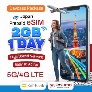 Japan eSIM 1 Day Plan – 2GB Per Day High-Speed Data (SoftBank Network)