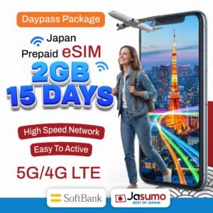 Japan eSIM 15 Day Plan – 2GB Daily High-Speed Data (SoftBank Network)