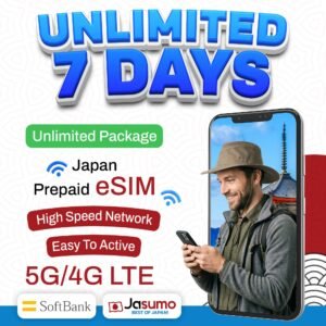 Japan eSIM 7 Day Plan – Unlimited High-Speed Data (SoftBank Network)