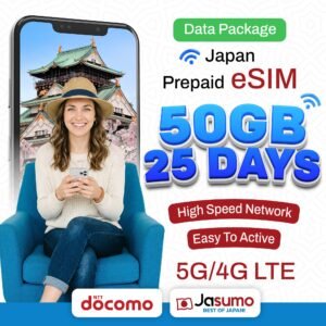 Japan eSIM 25 Day Plan – 50GB High-Speed Data (Docomo)